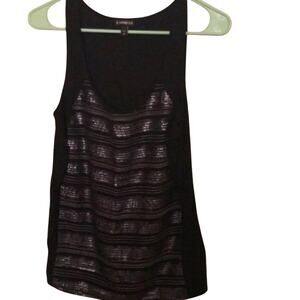 Express Sequin Striped black tank top Size small
